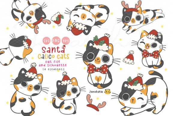 Download Happy Christmas Santa Calico Cat Svg Set - Happy christmas Collection